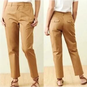 Jenni Kayne Twill Trouser Tan Chino Cotton High Waist Pant Womens Size 4 EUC
